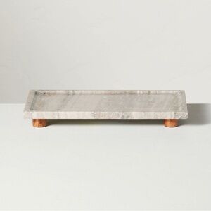 8”x12” Footed Marble Countertop Tray Warm Beige— Hearth & Hand with Magnolia